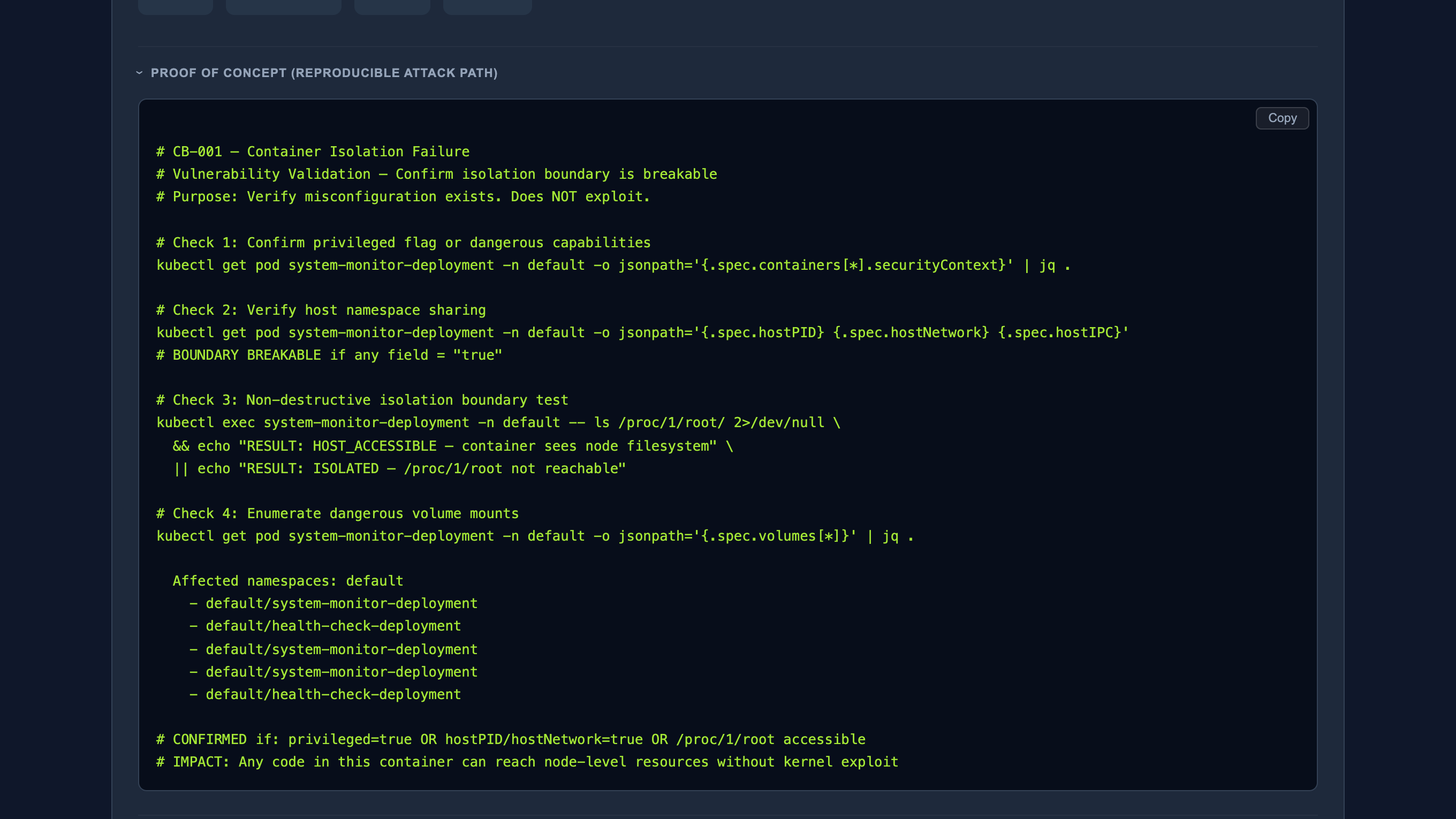 k8scan Proof-of-Concept Commands - Read-only kubectl security validation commands